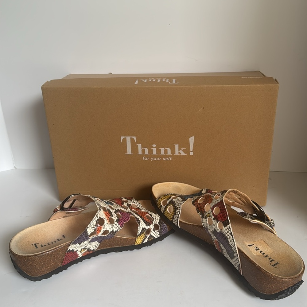 THINK! multicolored slide in sandals